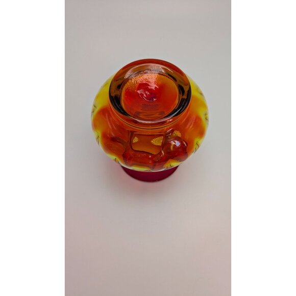 Blenko Tangerine Amberina Blown Glass Panel Vase Vintage Art Glass Decoration - Picture 5 of 10